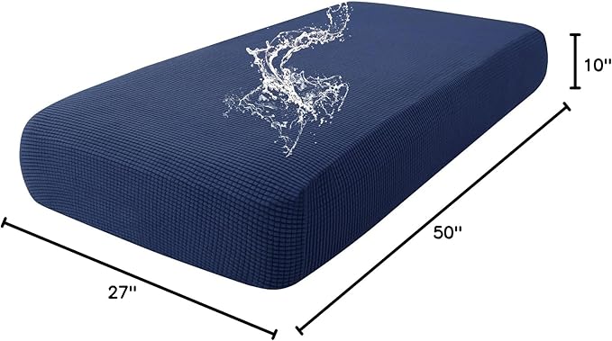 hyha Waterproof Couch Cushion Covers for Pets, Non Slip Sofa Seat Cover for Dogs Washable, Soft Thick Stretch Jacquard Fabric, Sofa Slipcovers with Elastic Bottom (1 Piece for Medium, Navy)