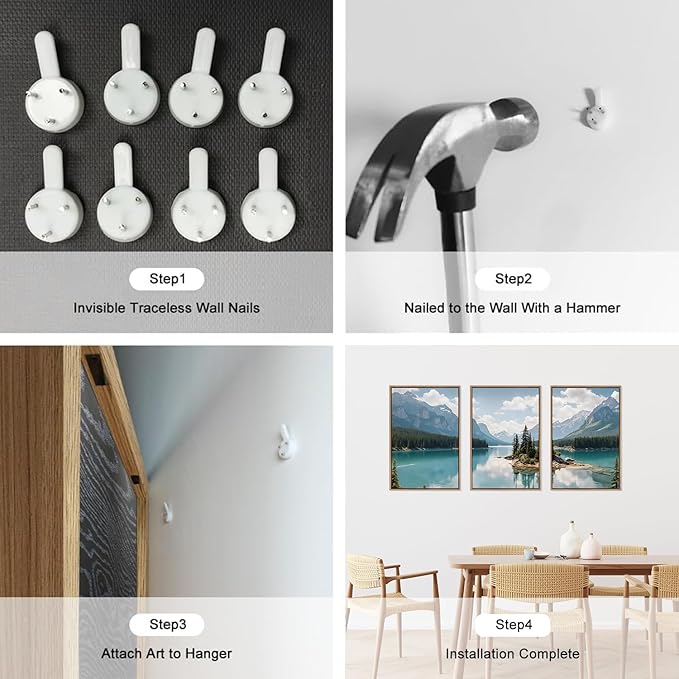 HLNIUC Large Mountain Lake Framed Canvas Wall Art Set,Beautiful Nature Landscape Wall Decor,Lake Forest and Mountain Scenery Art Print,Modern Scenic Wall Painting for Living Room,Bedroom - 16”x24”x3