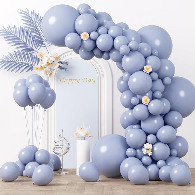 130pcs Dusty Blue Balloons Different Sizes 18" 12" 10" 5" Slate Blue Balloons for Boys Girls Baby Shower Wedding Anniversary Graduation Engagements Birthday Party Decorations