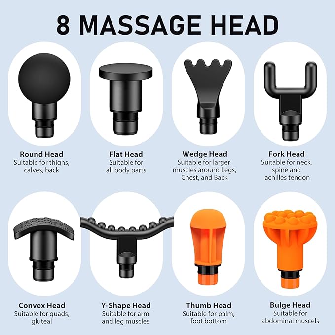 RAEMAO Massage Gun, Handheld Electric Deep Tissue Muscle Massager for Athletes for Pain Relief Attaching 8 Replacement Heads, Percussion Massager with 10 Speeds, Father's Day Gifts, Black