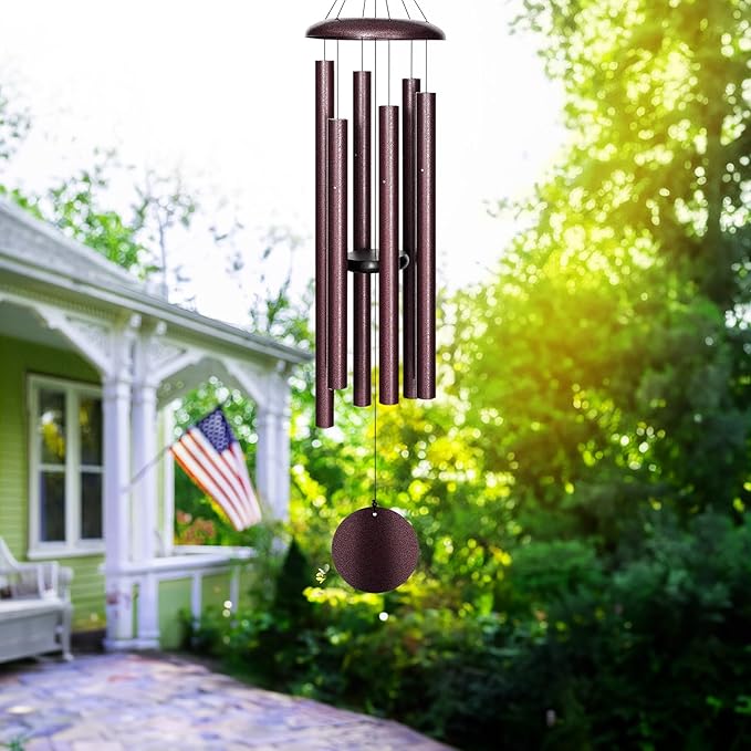 45'' Large Wind Chimes for Outside with Deep Tone, Wind Chimes Outdoor Garden & Patio Hanging Décor, Sympathy Gifts. Bronze
