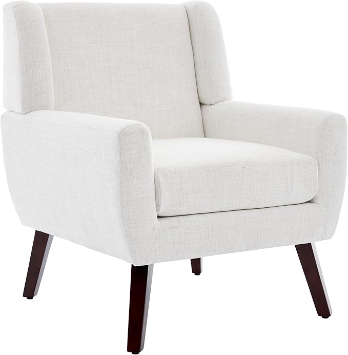 UIXE Accent Chair, Fabric Upholstered Armchair for Living Room, Comfy Arm Chair Single Sofa Bedroom Side Reading Seat - Flax Beige