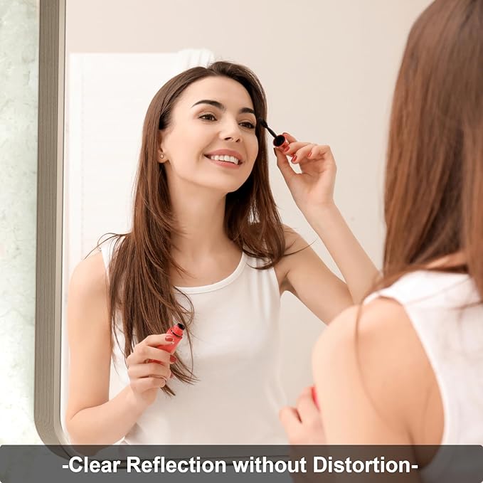 55 x 36 Inch Metal Framed Bathroom Mirror for Wall, Purple Gold Bathroom Vanity Mirror with Ribbed Texture Frame Modern Minimalist Large Rectangle Wall Mounted Mirror (Horizontal/Vertical)