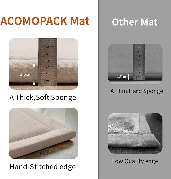 ACOMOPACK Baby Play Mat for Floor,1.3" Thick Memory Foam Area Rug for Living Room,Soft Velvet Crawling with Non-Slip Bottom for Kid,Toddler,79"×157" Tummy Time Nursery Rugs,Yoga（Beige）