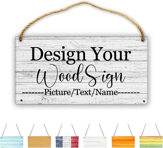 Custom Personalized Board Hanging Wood Sign, Design Your Welcome Sign, Customizable Wall Plaque, House Wood Sign for Garden Yard Home Farmhouse 9.8x5.1 inch