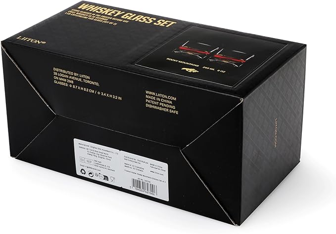 Rocky Mountains Heavy Crystal Whiskey Glasses Gift Set of 2, Thick Freezable Bourbon Glass 1lb Each, Premium Whiskey Gifts for Men, Frozen Crystal Chills Cocktails, 10 oz