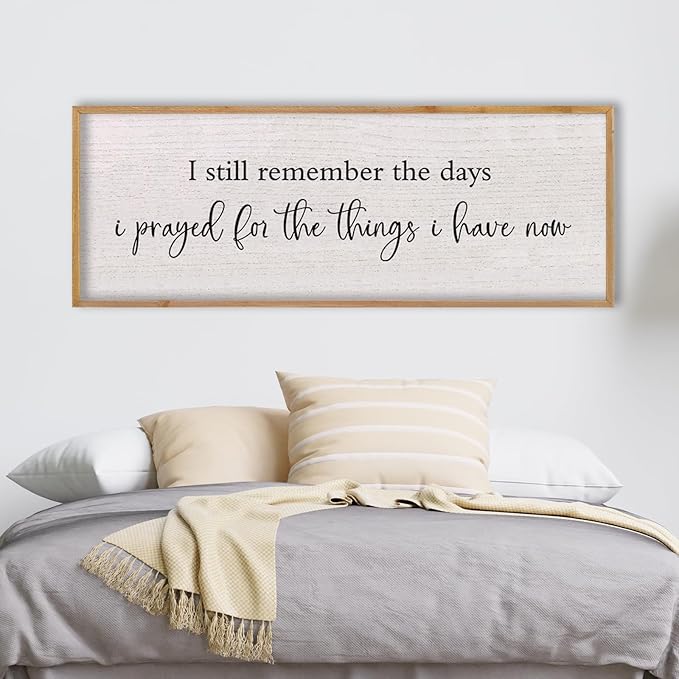 LuZhiQiang I Still Remember The Days I Prayed Sign Bible Verse Christian Wall Decor 40"X15" for Scripture Religious Family Living Room Holy Catholic God Jesus Christ Prayer Home Wall Art (Wood)