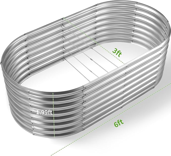 Land Guard Galvanized Planter Raised Beds, 631.99ft Keyhole Raised Garden Bed