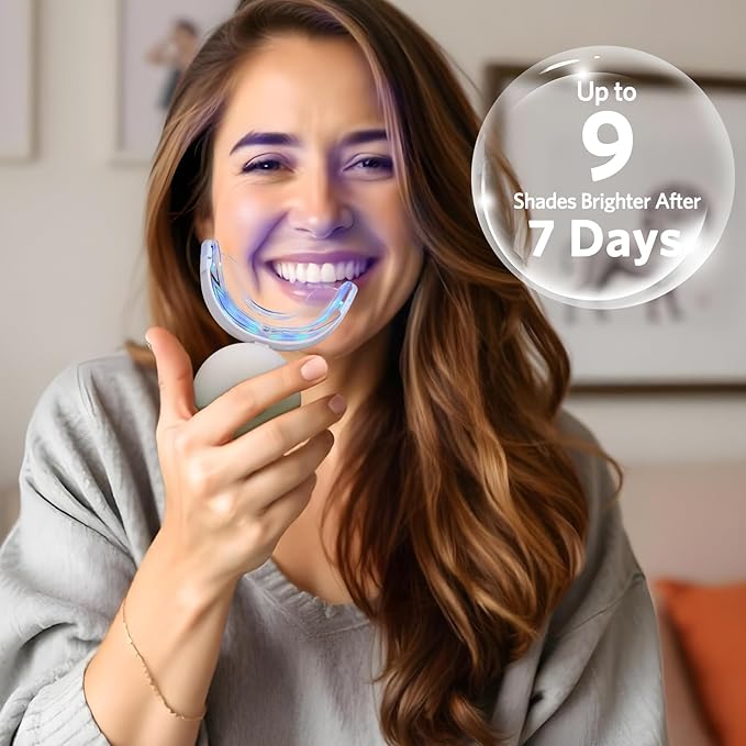 BESTEK Teeth Whitening Kit – 32X LED Light, 10-Min Fast Whitening, 4 Tubes of 35% Carbamide Peroxide Gel, Removes Coffee, Wine & Tobacco Stains - White