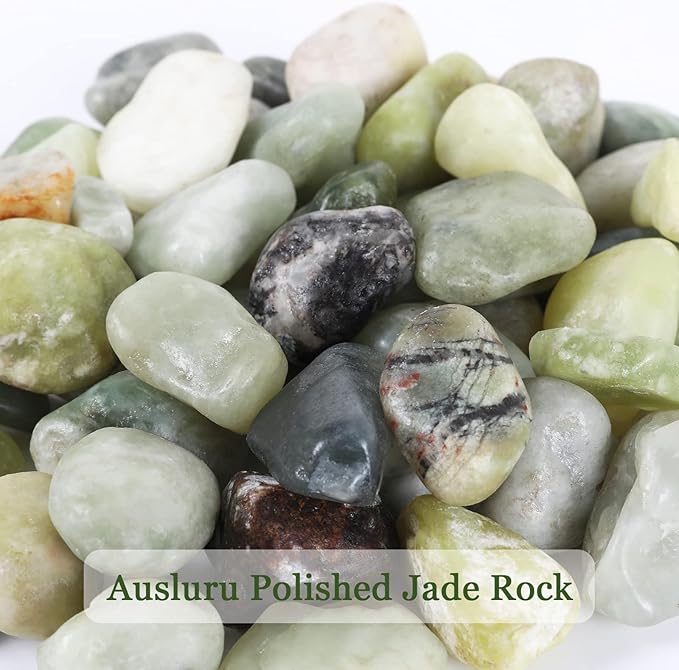 5lbs Natural River Rocks, Polished Pebbles for Plants Garden, 1-2 inch Decorative Jade Stones, Ideal for Fish Tank, Vases, Crafting, Home Decor and Garden Landscaping Rocks,Jade