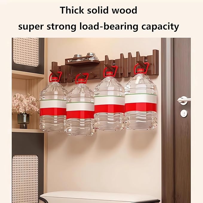 Wall Mounted Piano Key Hanger | Flip Style Hook | Entrance Wall Art Hook, Made of Oak Wood (3 Times Painted, 4 Times Polished) (Fence Beech, 12Hooks)