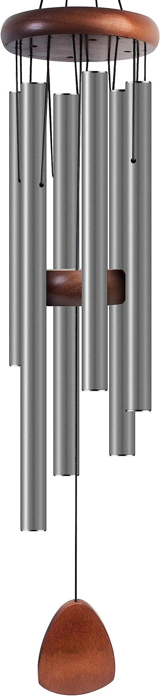 Large Aluminium Wind Chimes 37 Inches to Create a Zen Atmosphere Suitable for Outdoor, Garden, Patio Decoration. Classic Wind Chimes with Wind Catcher Suitable as A Gift for Unisex,Silver Grey