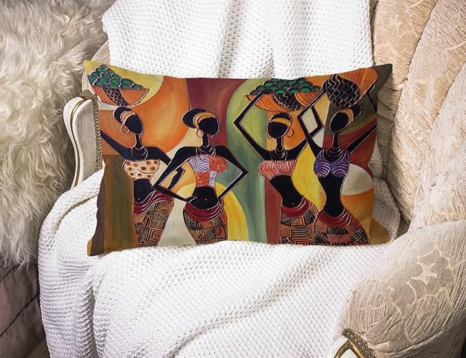 Farmhouse Decorative Outdoor Throw Pillow Covers for Couch Sofa Bed African Woman Pillow Cover Modern Decor Pillow Case 12 x 20 Inch Jcp135