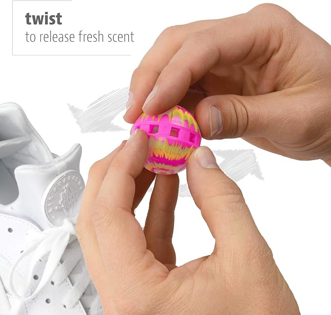 Sneaker Balls Scratch Sof Sole Shoe Eliminator & Remover, 3PK-Fresh, Clean Scent Blocks Odors-Twist-to-Activate, Colorful Designs, 6 Pack