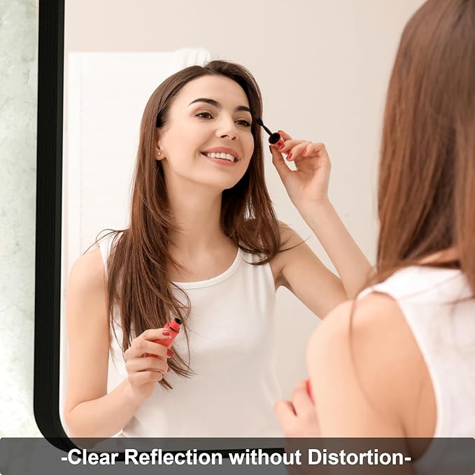 60 x 30 Inch Black Framed Mirror for Bathroom, Matte Black Bathroom Mirror for Over Sink Rectangle Large Vanity Mirror with Ribbed Texture Metal Frame for Home Decor (Horizontal/Vertical)