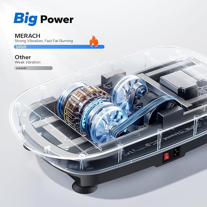 MERACH Slim Vibration Plate Exercise Machine, Vibration Plate for Lymphatic Drainage Weight Loss, Vibrating Plate with Real-Time Calorie Tracking on LED Display, Workout Equipment for Home Women Men