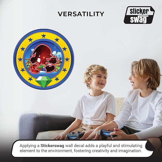 Speed Hero Wall Decal – Removable Vinyl Wall Art with Chaos Emerald Design – Gaming Room, Bedroom & Playroom Decor (Power Hero)