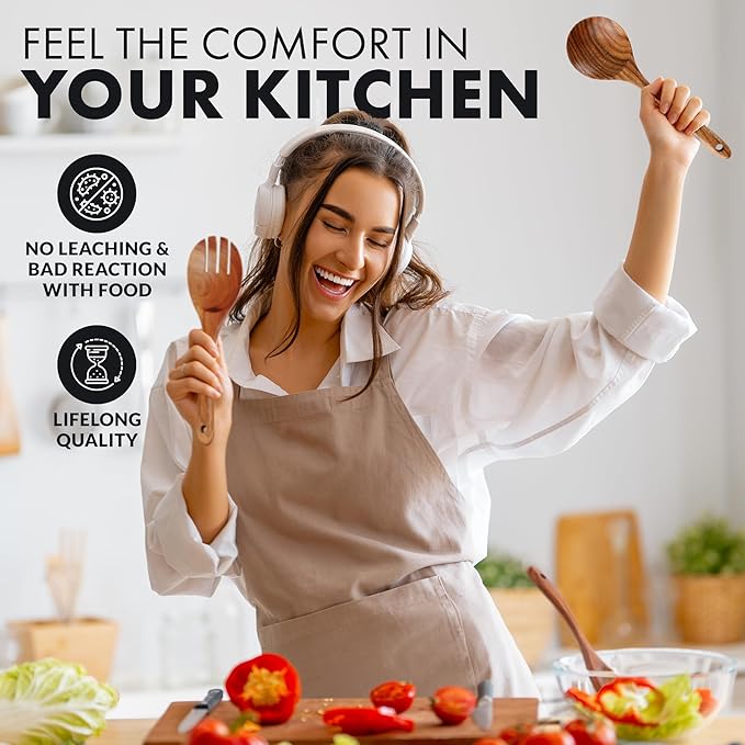 Wooden Utensils Set in Teak - Kitchen Essentials by Zulay Kitchen