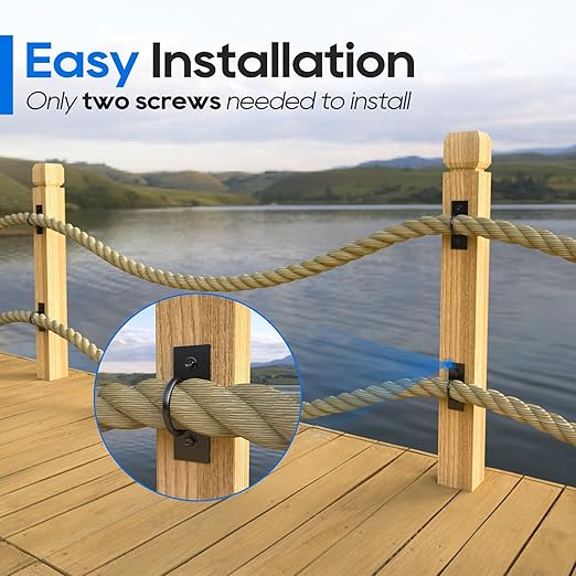 10Pack 2inch Rope Support Holder Drop Ring Brackets Stainless Steel Decorative for Hemp Rope Fencing Stair Deck Railing Ceiling Hook