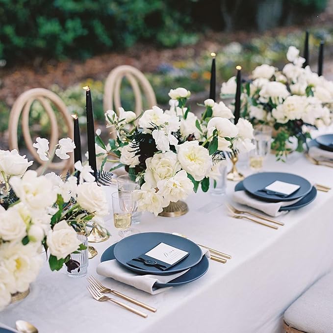 sancua 10 Pack White Tablecloth 60 x 84 Inch, Rectangle Table Cloth for 4ft Tables - Stain and Wrinkle Resistant Washable Polyester Table Cover for Dining Wedding Banquet Party Buffet Restaurant