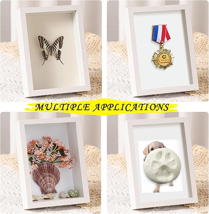 5x7 Small Shadow Box Frame Display Case , Display Case Box for Memorabilia, Medal, Wedding Memories, Crafts, Tickets and Photos (White, 5x7)