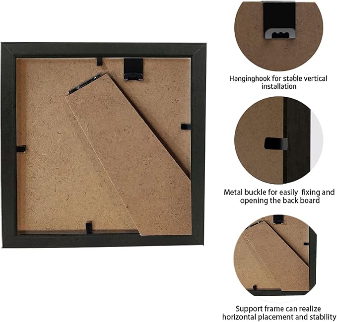 5x5 Small Shadow Box Frame Display Case , Display Case Box for Memorabilia, Medal, Wedding Memories, Crafts, Tickets and Photos (Black, 5x5)
