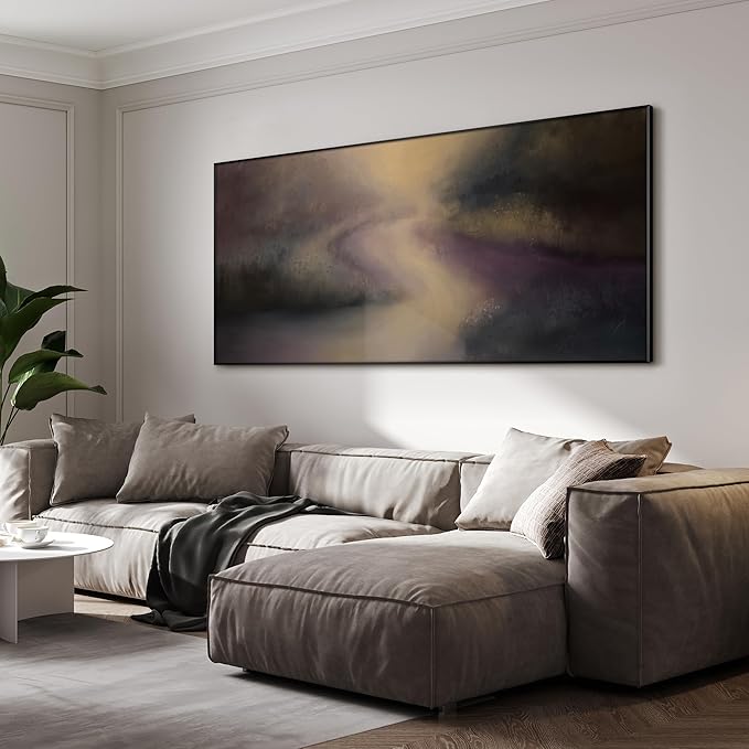 SIGNWIN 36"x72" Extra Large Framed Wall Art Golden Light River Path Dreamy Impressionist Landscape Illustration for Home Living Room Bedroom Decor (Frame Assembly Required)