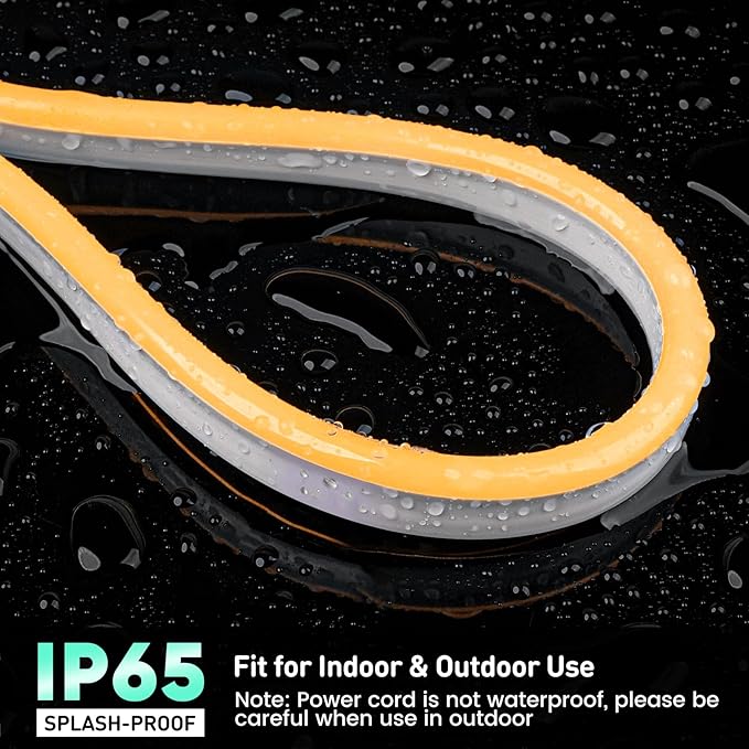GZBtech Flexible LED Neon Rope Lights 16.4FT,AC 110-120V Waterproof Strip Light, 120LEDs/M Cuttable Connectable Neon Lighting for Indoor Outdoor Home Decor/Commercial Building Use-Amber 5M