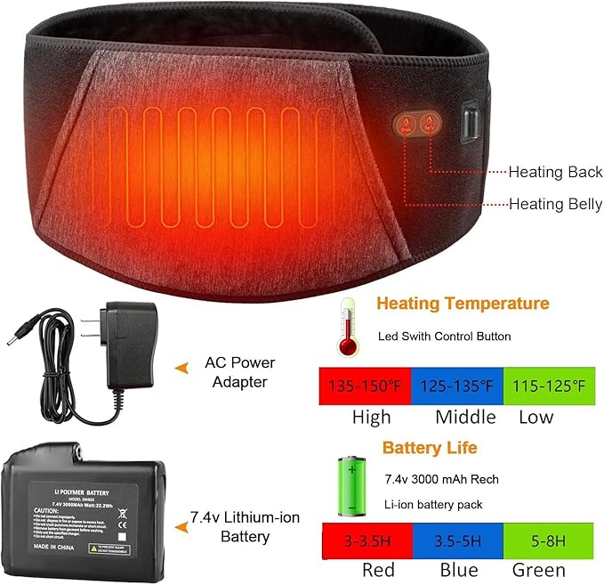 Heated Waist Belt,Heating Pad for Low Back and Belly, Holiday Gift,Women’s Cordless Heating Belt for Period Cramps - Rechargeable & Slim Design