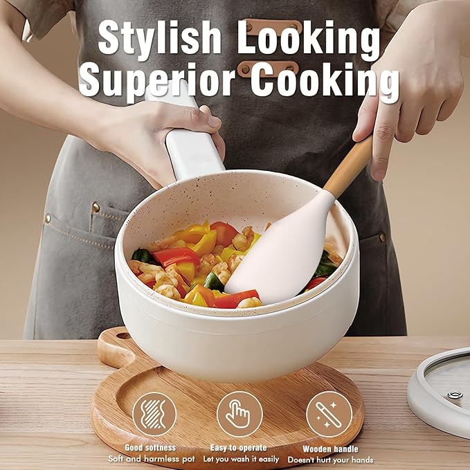 Silicone Cooking Utensils Set - Silicone Kitchen Utensils for Cooking Wooden Handles, 446°F Heat Resistant Kitchen Utensil Spatula Sets w Holder, Gadgets for Non-Stick Cookware BPA FREE (Multicolour)