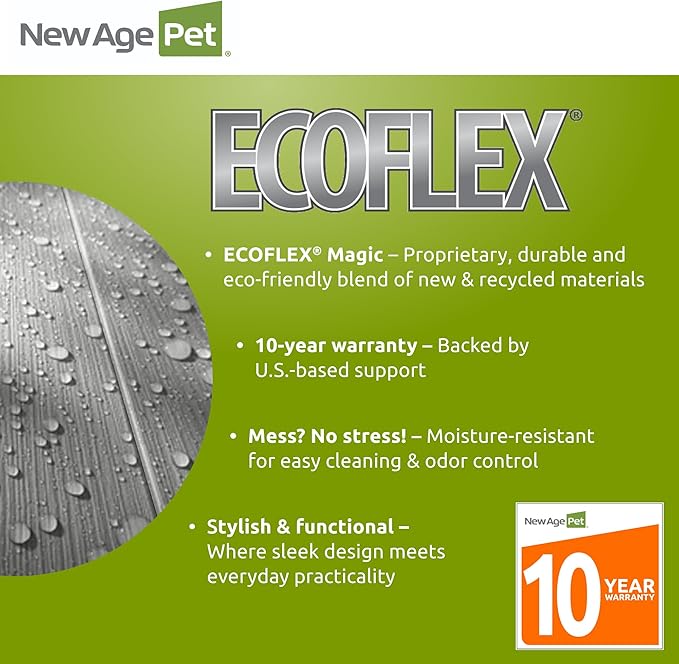 New Age Pet ECOFLEX 48" Mojave Reptile Lounge -Durable Wood Plastic Composite Habitat with Ventilation, Removable Glass Doors & Lock, Easy Assembly, for Tortoises, Snakes, Iguanas