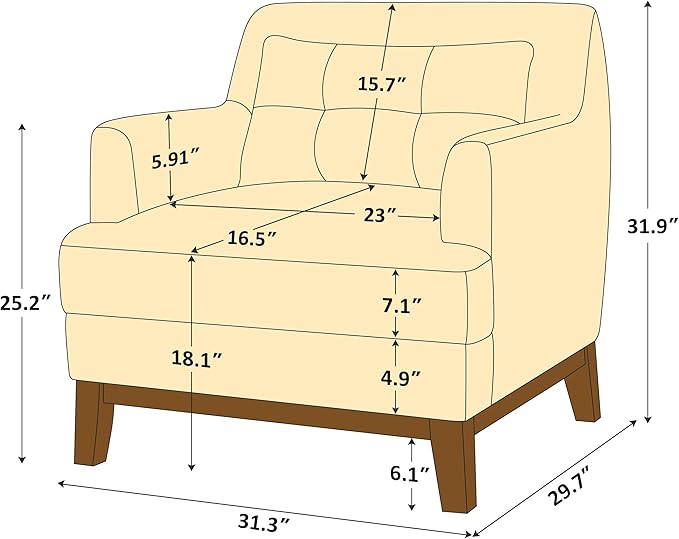 Modern Accent Chair with Terry Fabric, Upholstered Armchair with Spring Package Cushion & Solid Wood Frame, Comfy Lounge Chair for Living Room, Bedroom, or Reading Corner, Terry, Curry