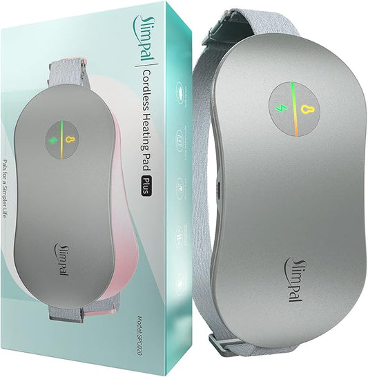 Slimpal Menstrual Heating Pad for Cramps, FSA HSA Eligible Approved, Portable Cordless Heating Pad for Period Pain Relief, Electric Heat Belt, Up to 8 Hours Constant Working, Gifts for Women Girl Grey