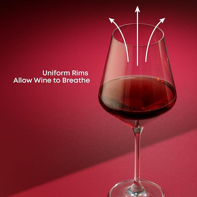 JoyJolt Layla Italian Red Wine Glasses, Set of 4, 17 oz Clear – Made in Europe