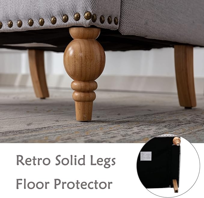 chairus Linen Accent Chair for Living Room Set of 2 Upholstered Mid Century Modern Single Sofa Chair with Solid Wood Legs Comfy Reading Chair Armchair for Bedroom/Office Room/Recption/Lounge, Grey