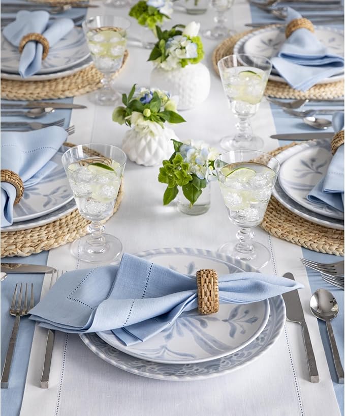 Solino Home Linen White Table Runner 48 Inches - Classic Hemstitch, 100% Pure Linen Coffee Table Runner 14 x 48 Inch Ideal for Dresser Tables - Fall, Autumn, Halloween, Thanksgiving