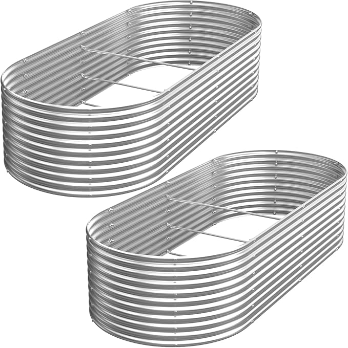 2 Pack 4x2FT Tall Galvanized Raised Garden Bed Outdoor,Metal Garden Bed for Vegetables,Steel Raised Beds for Gardening,Above Ground Garden Box for Flower