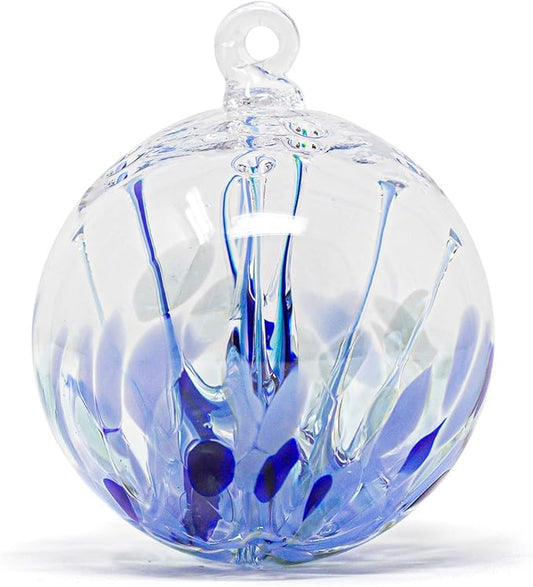 Luke Adams Handmade Glass Gazing Balls for Garden on Clearance – Hand Blown Glass Gazing Ball for Yard Décor – Decorative Garden Globe Raindrop (Blue)