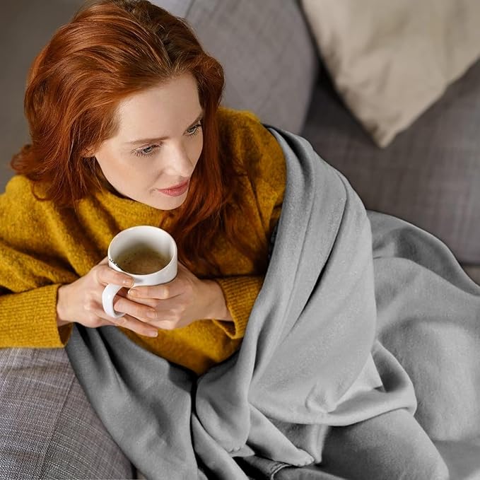 50x60 Throw Blankets, Ultra Soft Hypoallergenic Fleece Fall Throw Blanket for Livingroom, Couch, Chair, Bed, Grey Heather