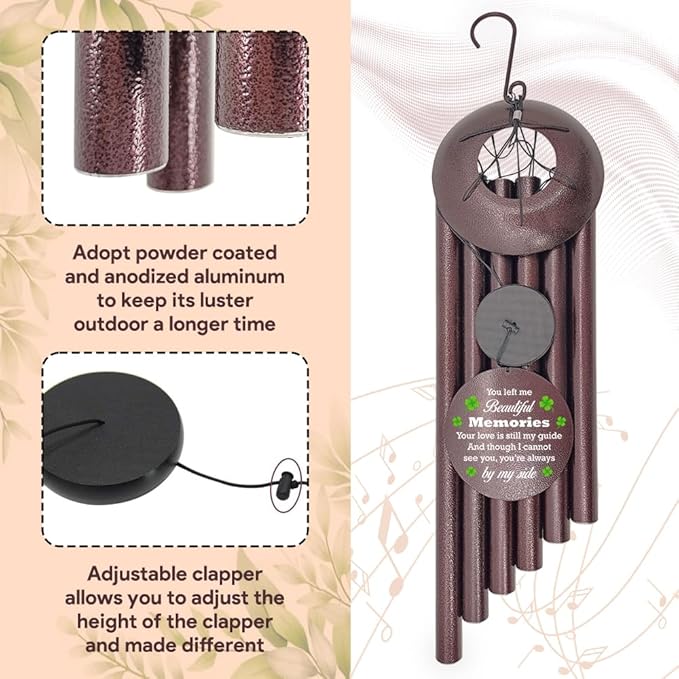 Personalized Memorial Wind Chime, Sympathy Wind Chimes for Loss of Loved One, Bereavement & in Memory Wind Chimes, Sympathy Gifts in Memory of Father, Mother or a Loved One
