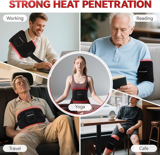 Red Light Therapy for Body,Infrared Light Therapy Heating Pad for Back|Knee|Waist|Hands|Feet Pain Relief,Portable 660nm&850nm Home Red Light Therapy Belt Wrap Gift for Women Men