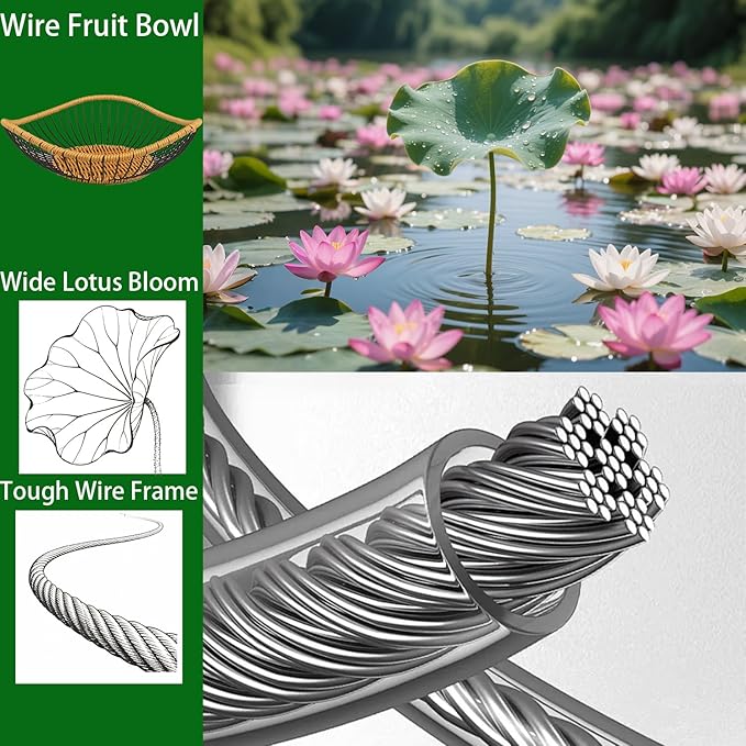 Vine Woven Iron Fruit Bowl, Metal Wire Fruit Basket, Vegetable Drain Basket, Storage Baskets for kitchen counter, countertop,Snacks, Candy, Bread,Cosmetics,Table decorative(10 x 2.95 Inches)