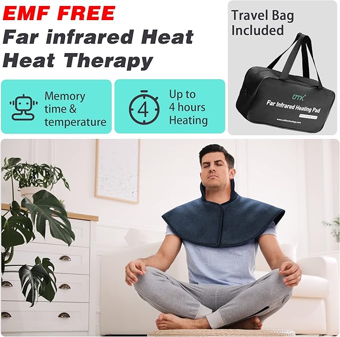 UTK Heating Pad for Neck and Shoulders,Natural Jade Tourmaline,Upgrade Size to Cover More Areas of Neck,Shoulder,Shoulder Blade and Back(23''x 24'')|Gift for Dad