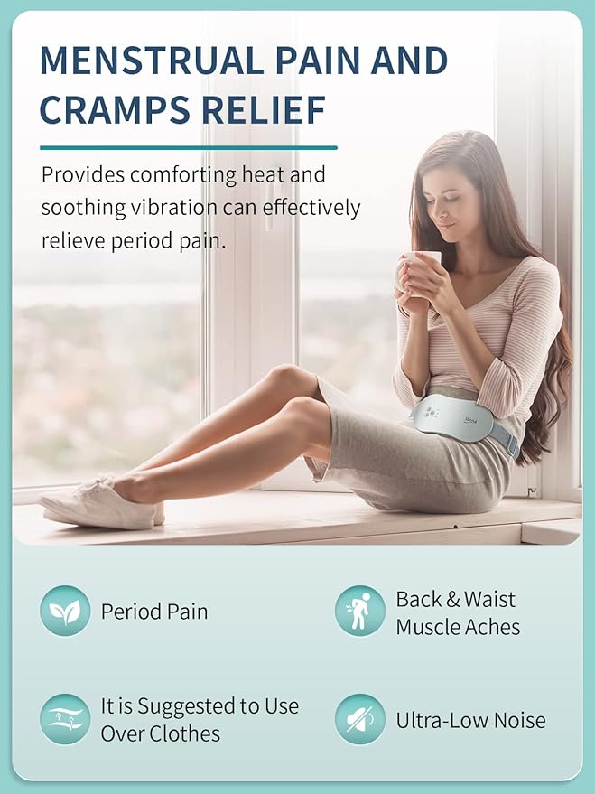 Slimpal Period Heating Pad for Cramps, FSA HSA Eligible, Portable Heat Pad for Menstrual Cramp Relief, Electric Cordless Heating Belt, 3 Timer Auto Off, Gifts for Women Girl, Light Grey