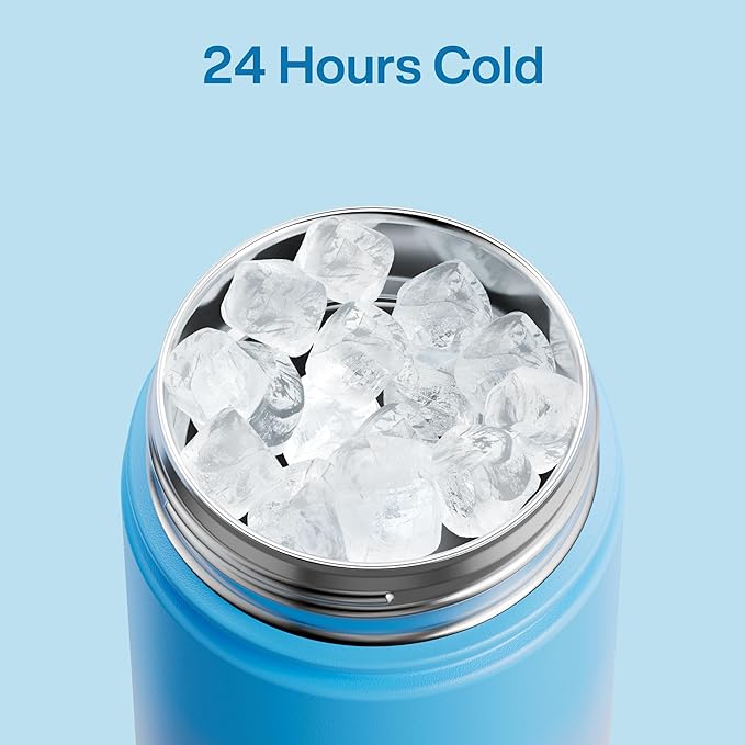 Insulated Water Bottle with Straw Stainless Steel Water Bottle, Leak-Proof, BPA-Free, Double Wall Vacuum Keeps Cold for 24 Hours for Sports, Travel, School (26 oz, Sunny Breeze)