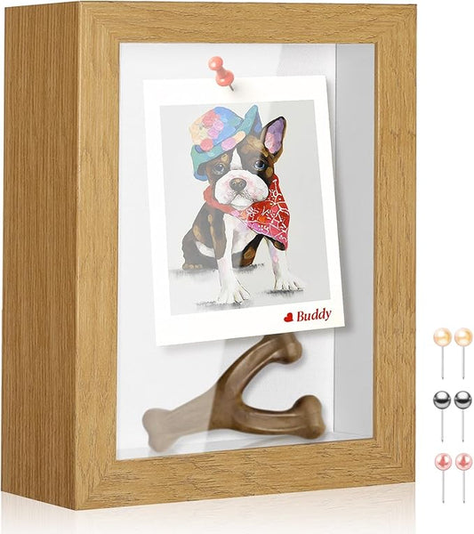 5x7 Shadow Box Picture Frame Display Case with Soft Linen Back-Thickened Panel,Small Mini Brown Deep Shadow Box Frame 5x7 for Insect Medal Display Pet Photo Memorial Flower Craft