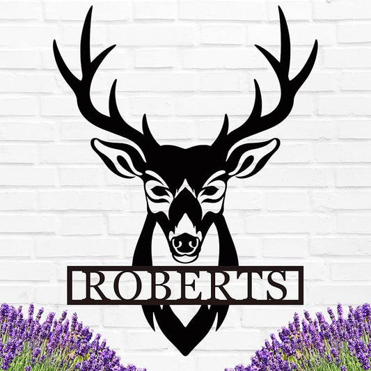 Personalized Deer Head Metal Sign | Christmas Deer | Custom Metal Deer Sign | Deer Antlers Sign | Outdoor Wall Decor | Last Name Sign | Deer Monogram | Wall Decor Rustic Home | Housewarming Gifts