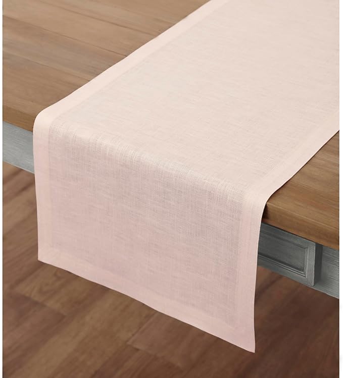 Solino Home Linen Pink Table Runner 90 Inches Long - 100% Pure Linen 14 x 90 Inch Table Runner for Halloween - Fete