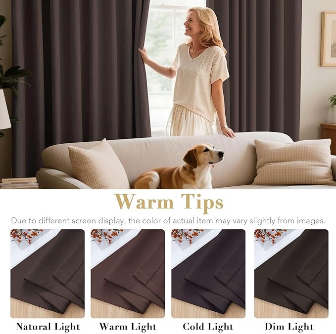 H.VERSAILTEX Brown Blackout Curtains 2 Panels Room Darkening Curtains Window Panel Drapes Kitchen Curtains- (Chocolate Brown Color)- 52 inch Wide by 84 inch Long Solid Pattern, Grommet Top