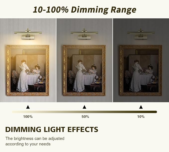 Wireless Picture Lights Rechargeable Gallery Lighting Battery Picture Frame Light with Remote and Timer, Adjustable Art Light for Paintings, Portraits, Antique Bronze Finish 12'' Inch 2W 2700K